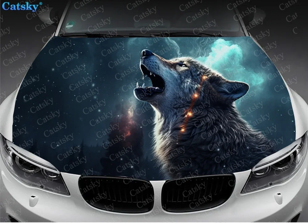 Werewolf Under Moonlight Car Hood Vinyl Stickers Wrap Vinyl Film Engine Cover Decals Sticker on Car Auto Accessories