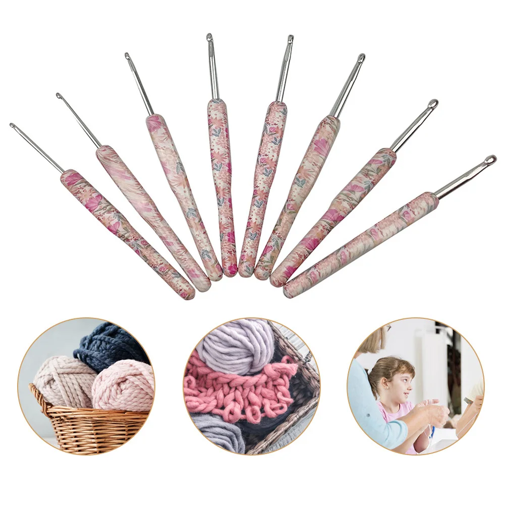 8Pcs Crochet Needle Set Aluminum Knitted Crochet Kit 2.5-6.0mm Yarn Craft Knitting Needles Ergonomic Sweater Weave Sewing Tool