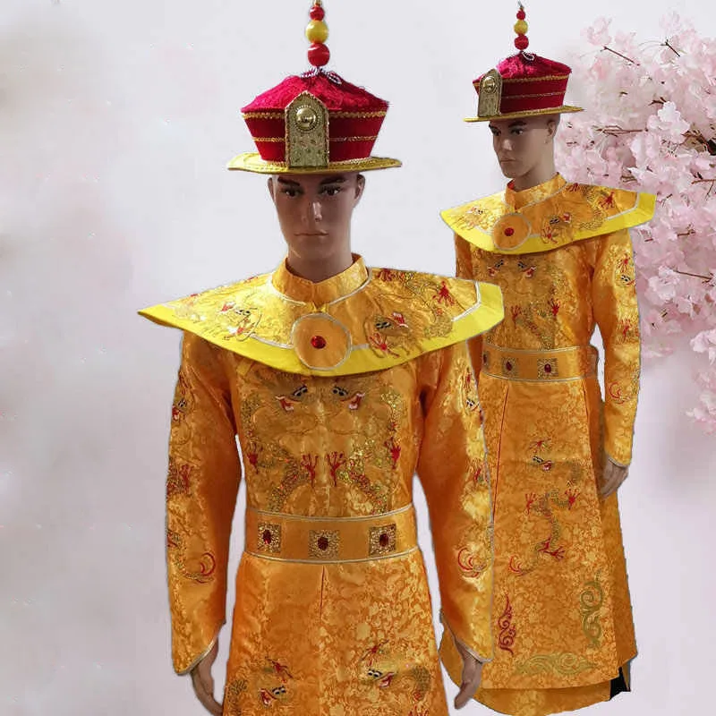 Древний костюм, халат дракона, император династии Цин, платье Канси Цяньлун, костюм для кино и телевидения, одежда для выступлений на сцене Древний костюм, халат дракона, император династии Цин, платье Канси Цяньлун, костюм для кино и телевидения, одежда для выступлений на сцене