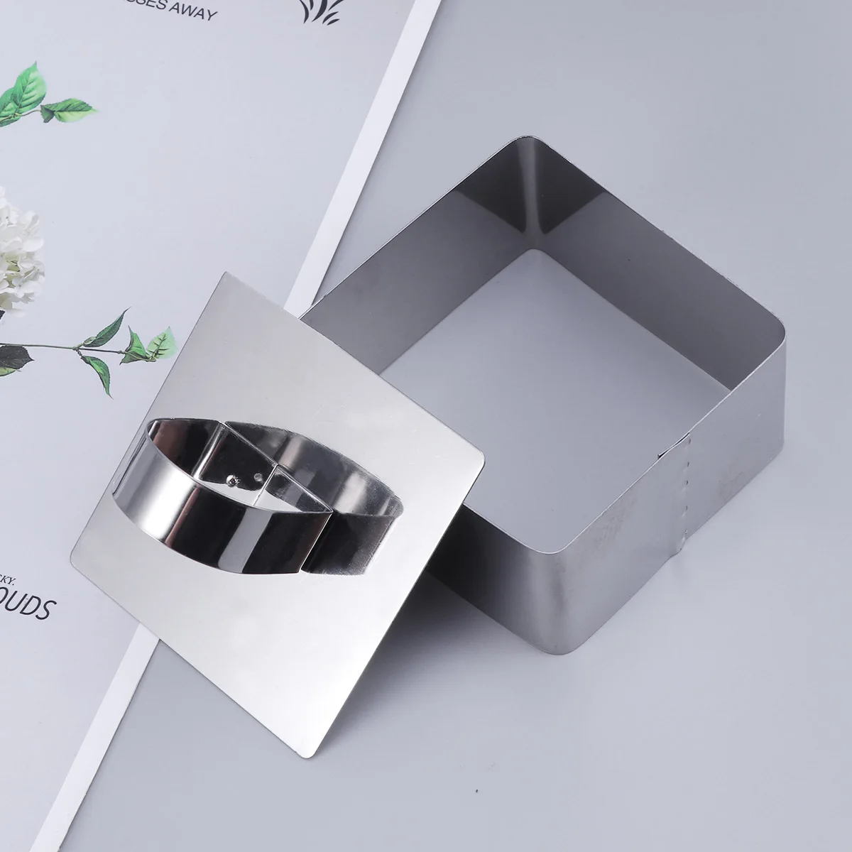 

2 pcs 430 Stainless Steel Mousse Ring Square Mold Baking Tool For Cake Chocolate Diy Dessert Kitchen Use