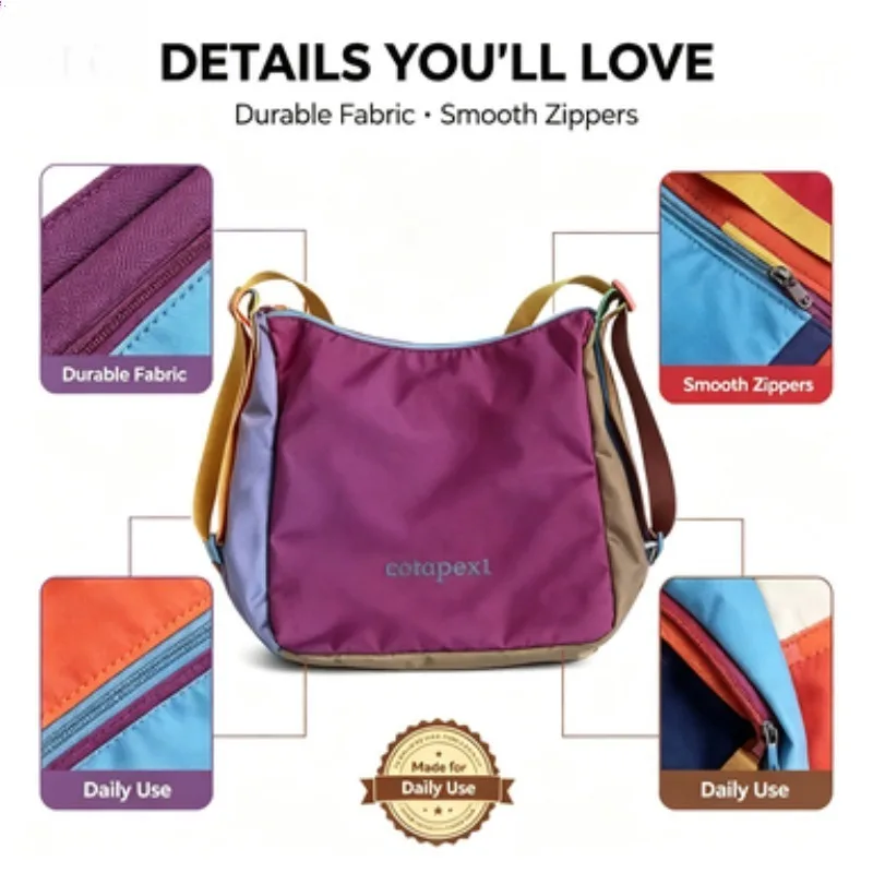 Tote Bag Men Women Outdoor Travel Large Capacity Crossbody Shoulder Bag Casual Versatile Daily Sling Handbag for Hiking Camping