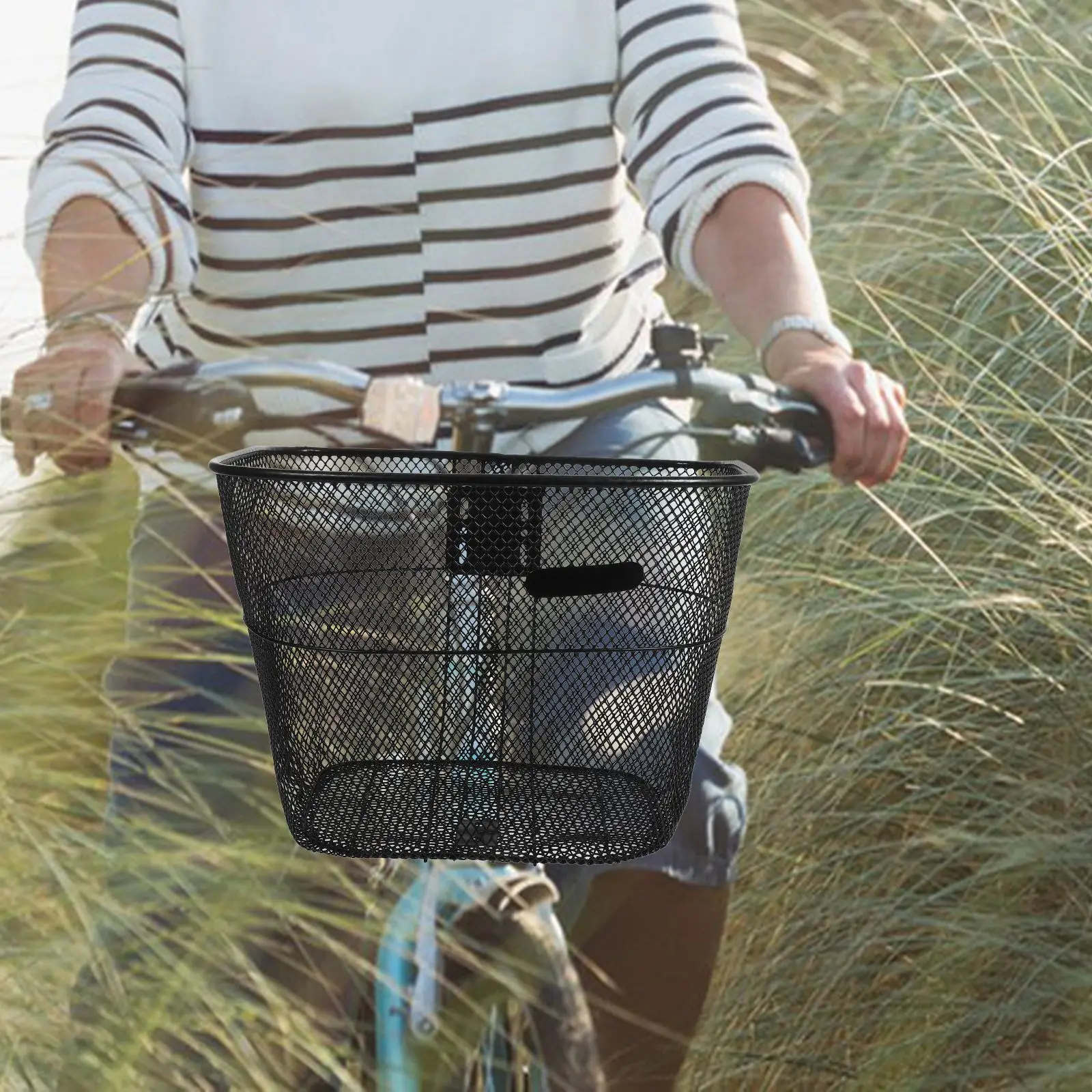 

Detachable Bike Basket Front Handlebar Steel Baskets for Bicycle Electric Black Large Capacity Sturdy Practical Smooth Surface