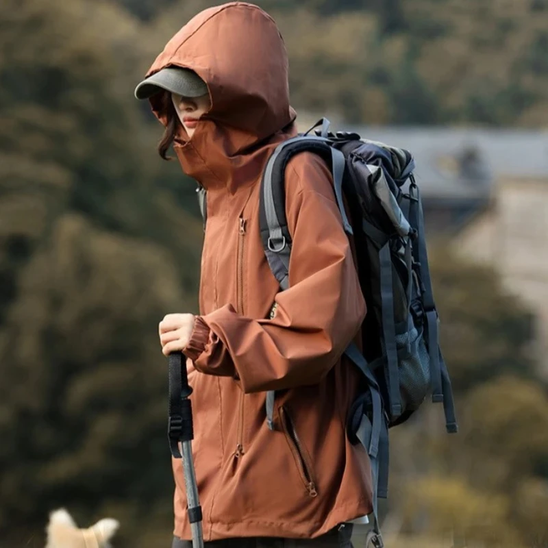 

Autumn Lightweight Hiking Jackets Women Waterproof Coats Male Windproof Windbreaker Outdoor Camping Loose Jacket Men Hooded Coat