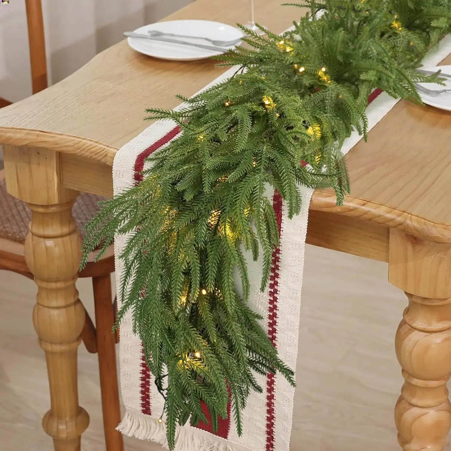 

6 Ft Norfolk Pine Garland, Real Touch Artificial Greenery for Christmas Decor