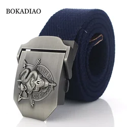 Men&Women Military Canvas Belt Luxury Cobra Skull Metal Buckle Jeans Belt Army Tactical Belts For Male Waistband Strap