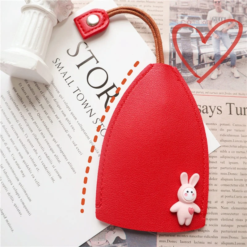 Cute Creative Pull Out Key Sleeve Cartoon Animal PU Leather Car Key Case Holder Large Capacity Keychain Pouch Keychain Organizer