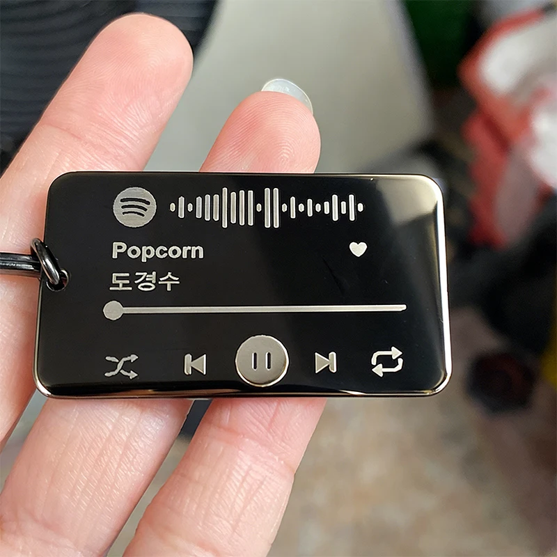 Chaveiro personalizado com código de música Spotify, chaveiro preto de aço inoxidável sem desbotamento, bênçãos de cantor de música, chaveiro personalizado, presente