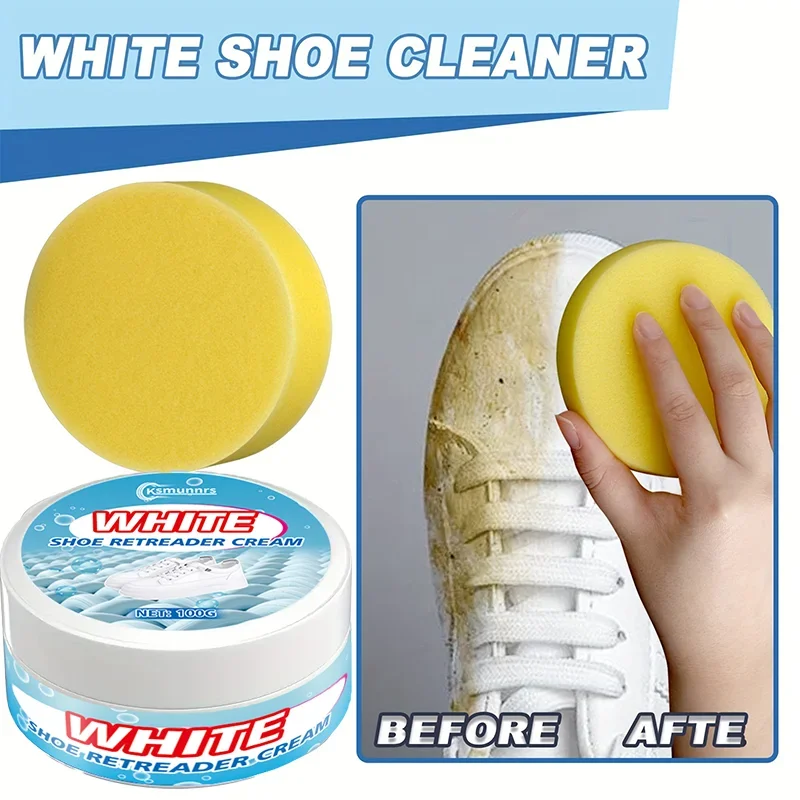 Instant White Shoe Cleaner for Sneakers Canvas & Synthetic Leather Stain Remover And Whitening Easy-to-Use Shoe Care Product