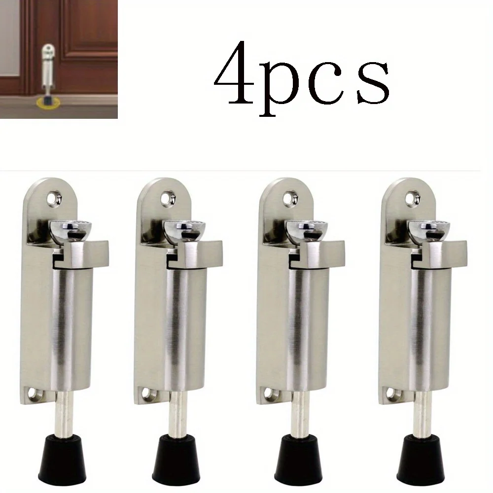 

4Pcs Stainless Steel Adjustable Telescopic Foot-Operated Lever Door Stops Kickdown Door Holder Door Stop Hardware Door