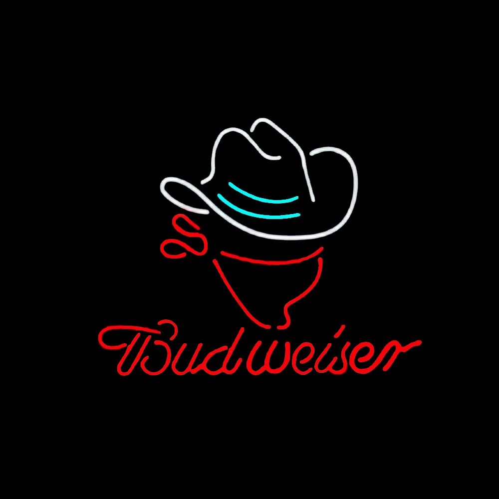 Budweiser Cow boy Neon Sign Light Custom Handmade Real Glass Tube Beer Bar KTV Store Room Decor Advertise Display Lamp 17