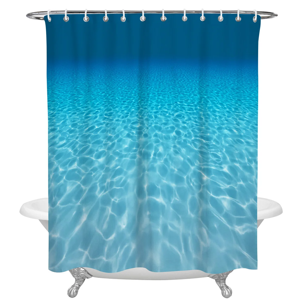 Blue Ripple Underwater Waterproof Bathroom Decoration Shower Curtain With Hook Printed Bathtub Curtains Bathroom Accessories