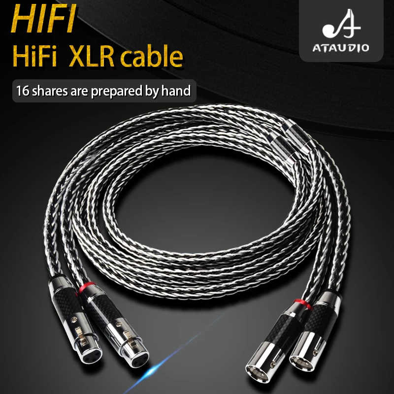 For HIFI 2XLR Male To Female Cable 3 Pin Carbon Fiber XLR Plug Balanced Audio Cable For Microphone Speaker Projector Use