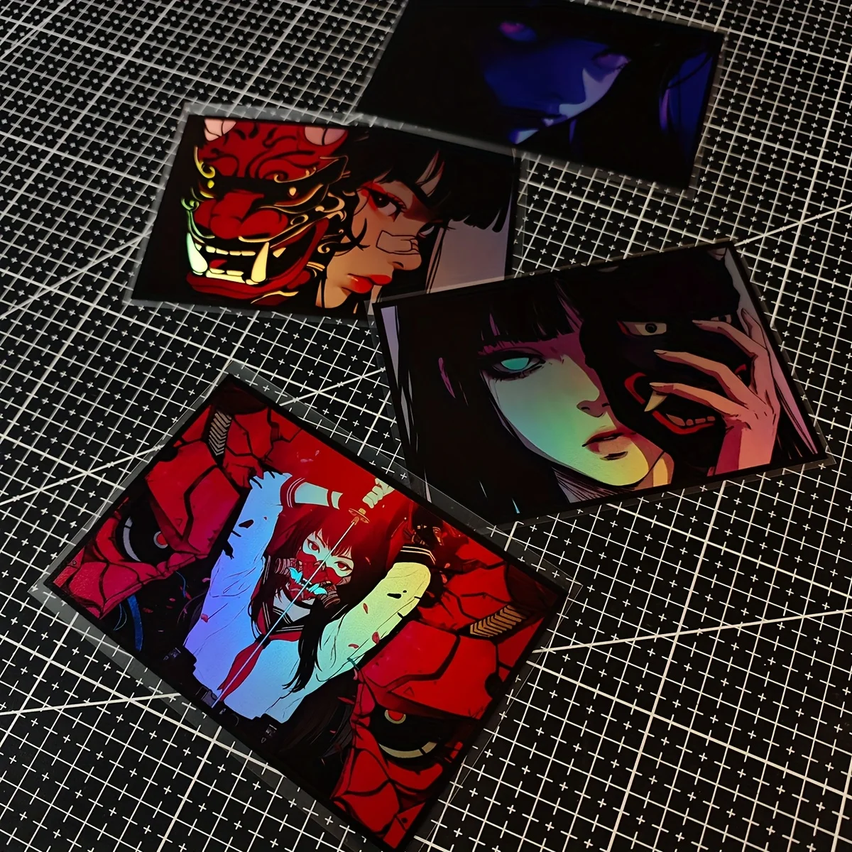 1PC Holographic Anime Oni Girl Sticker Waterproof Anti UV Vinyl Decal For Car Bike Laptop Helmet Scratch Cover Decor