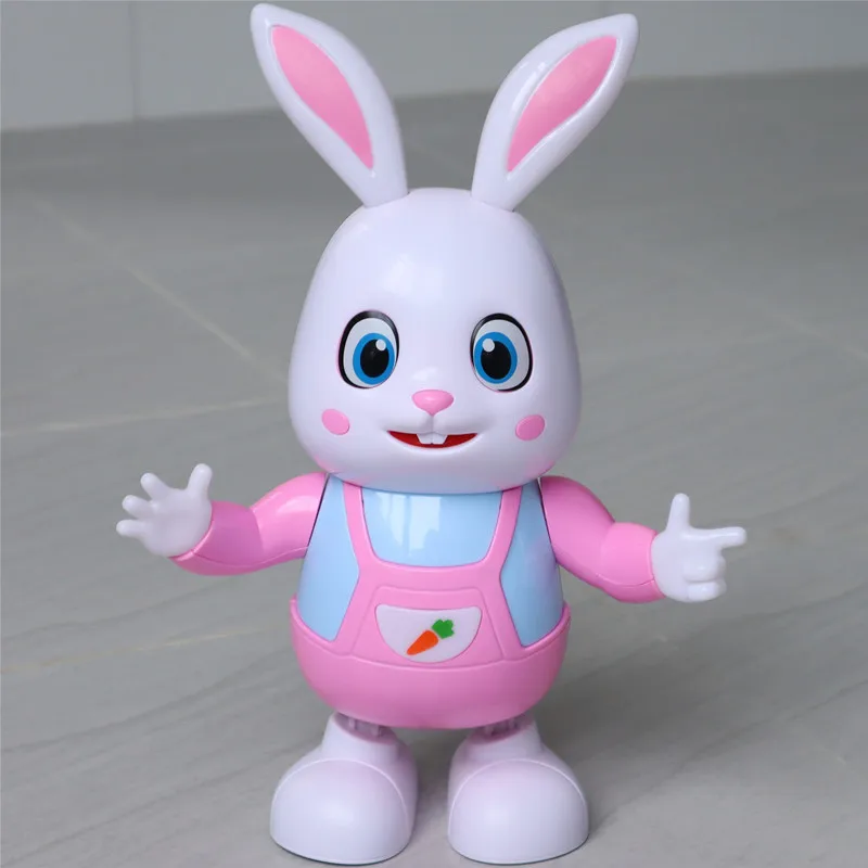 Robot królik taniec śpiewać piosenki elektroniczny Bunny muzyka Robotic Animal Beat bęben z LED śliczne elektryczne zabawki dla dzieci prezent urodzinowy dla dzieci