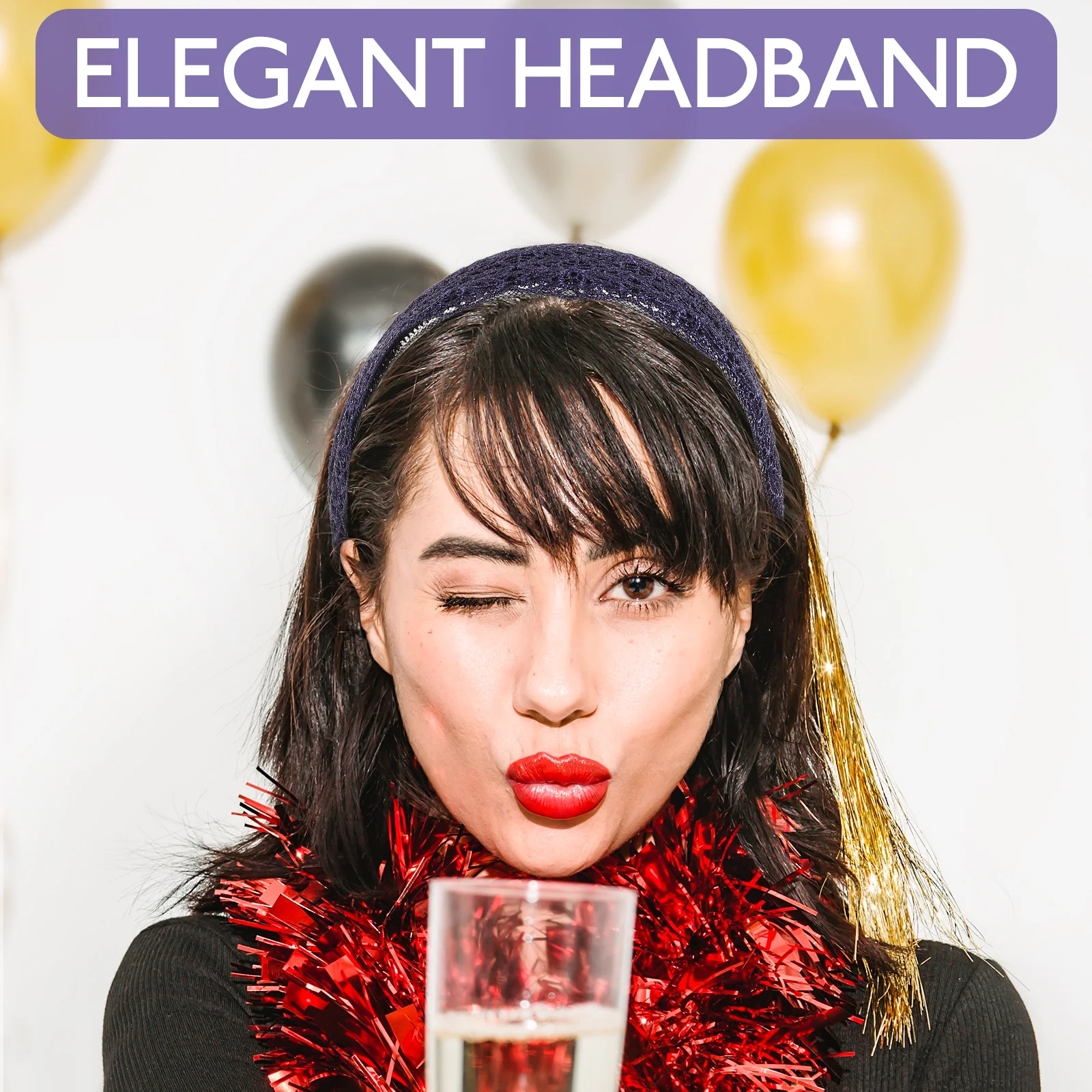 

Cloth Hoops Teethed Anti-Slip Hair Band Elegant Headband Women Headdress Navy Simple Hollow Out Design Exquisite Craft
