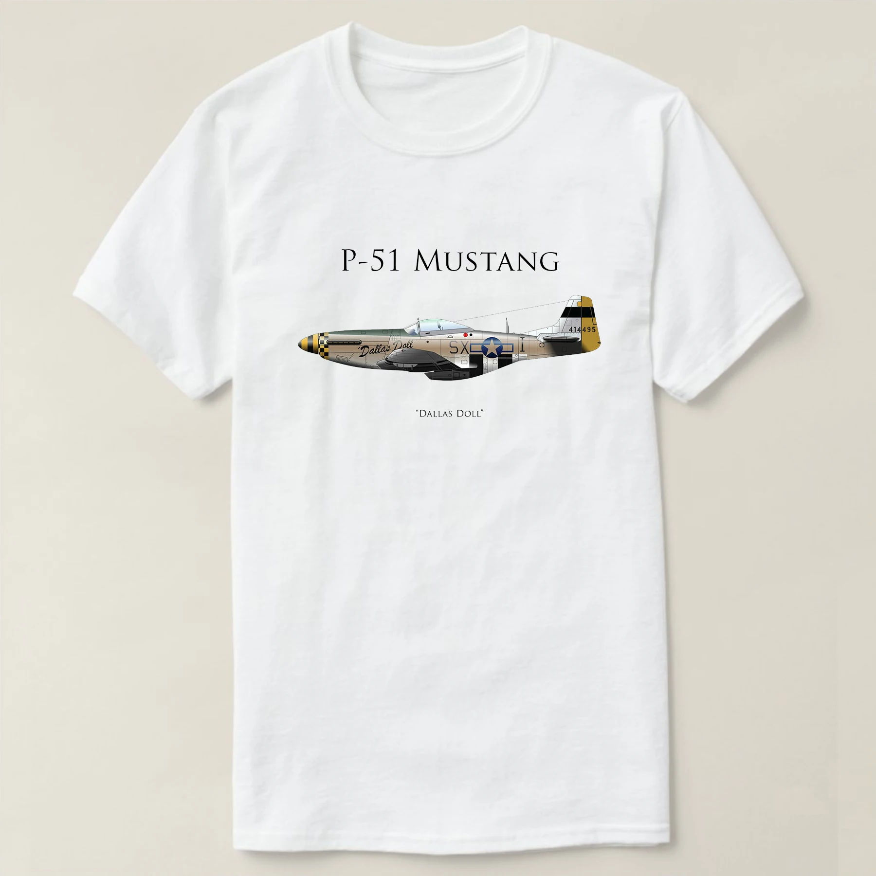 352nd FS 353rd Fighter Group Dallas Doll P-51 Mustang Fighter T-Shirt Short Sleeve Casual 100% Cotton O-Neck Summer Mens T-shirt