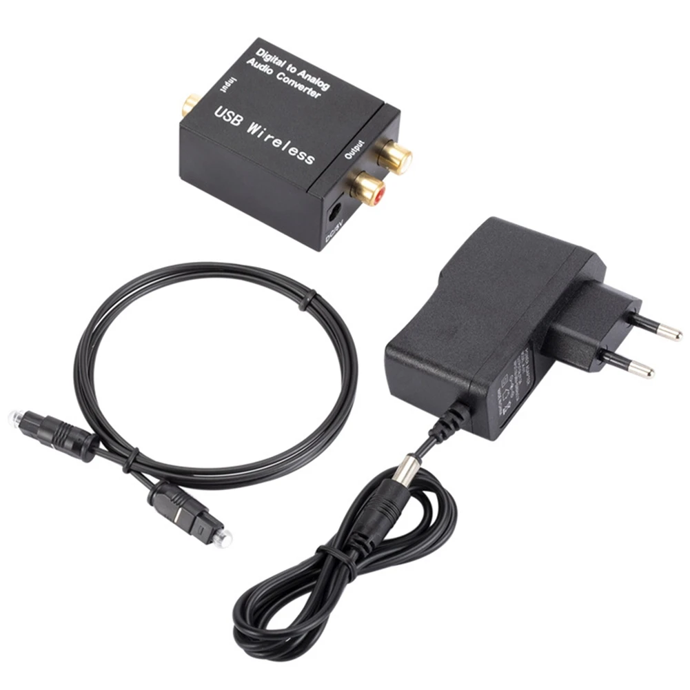 A77K Digital to Analog Audio Converter Support Bluetooth Optical Fiber Coaxial to RCA R/L Audio Decoder SPDIF DAC EU Plug