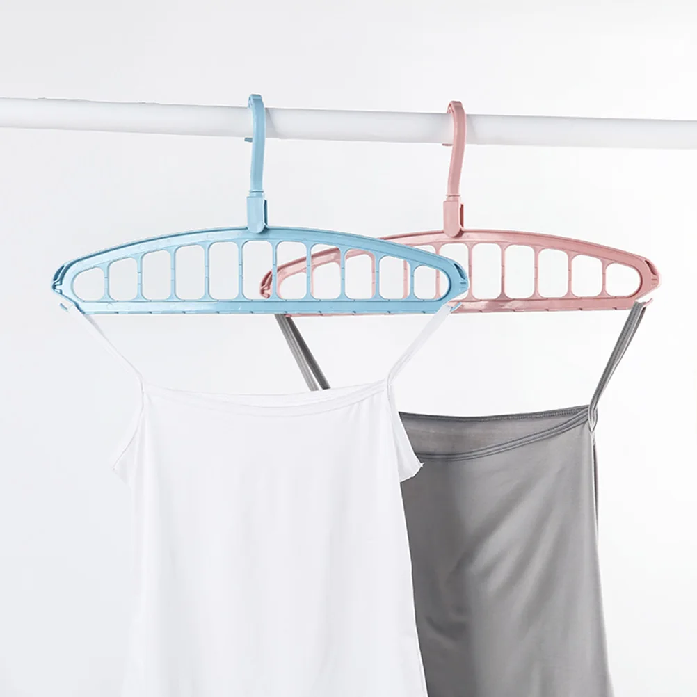 

2pcs Folding Storage Hangers 9-Hole Pp Material Smooth Edge Rotatable Hanging Hook For Wardrobe Space Saving Clothes Organizer