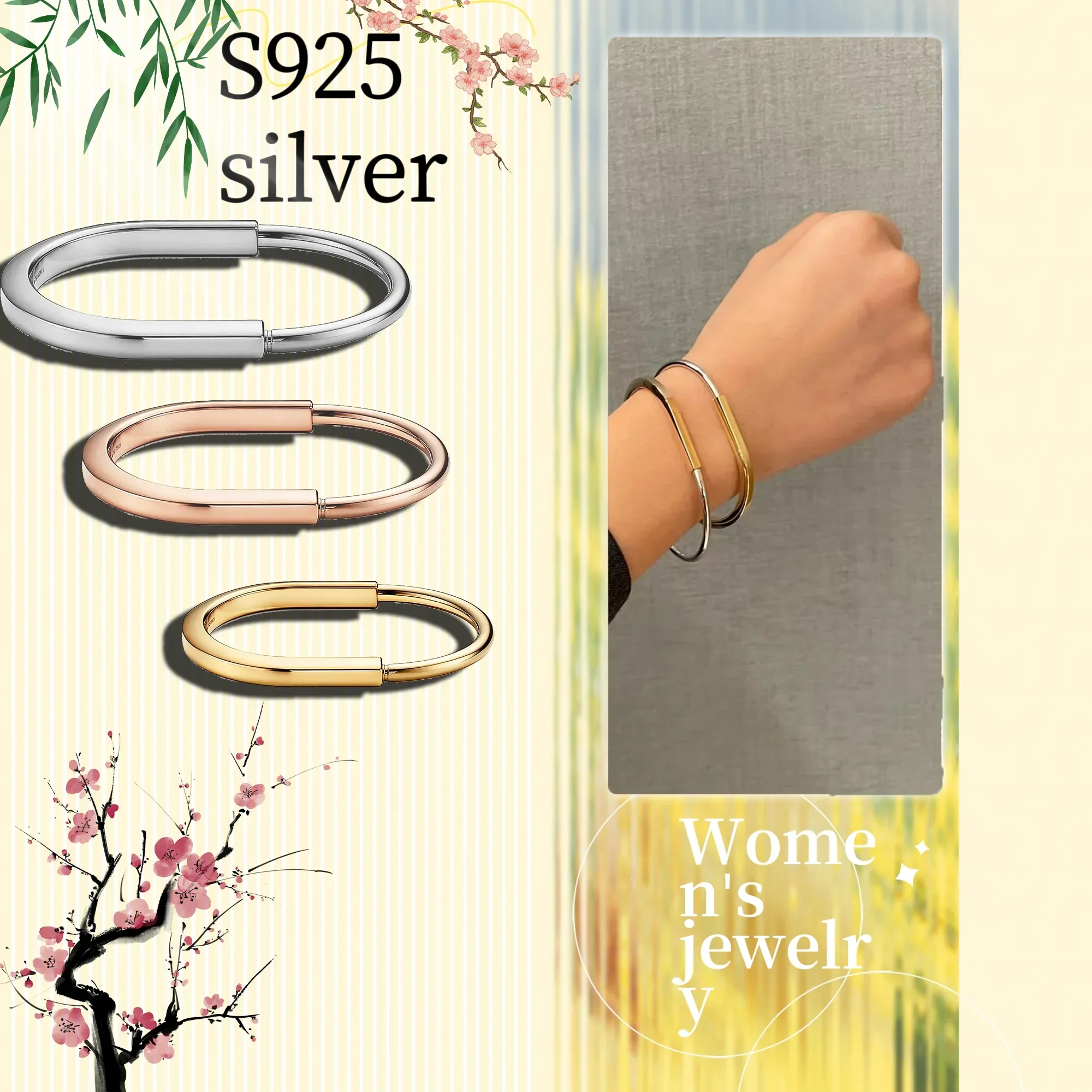 

Браслет из твердого серебра S925 с простым кругом — идеально подходит для выпускных церемоний, подходящих нарядов и фотографий