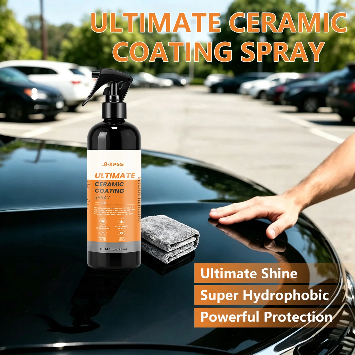 Ultimate Ceramic Coating Spray, High Gloss Hydrophobic Shield For Car Paint, Anti‑Dust Water Repellent Exterior Care YT0306