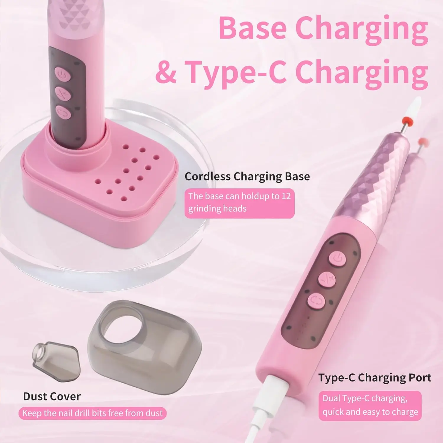 مثقاب أظافر كهربائي، مبرد أظافر لاسلكي، مجموعة مانيكير وباديكير لأظافر جل الأكريليك، مطحنة أظافر احترافية للاستخدام المنزلي في الصالونات #3