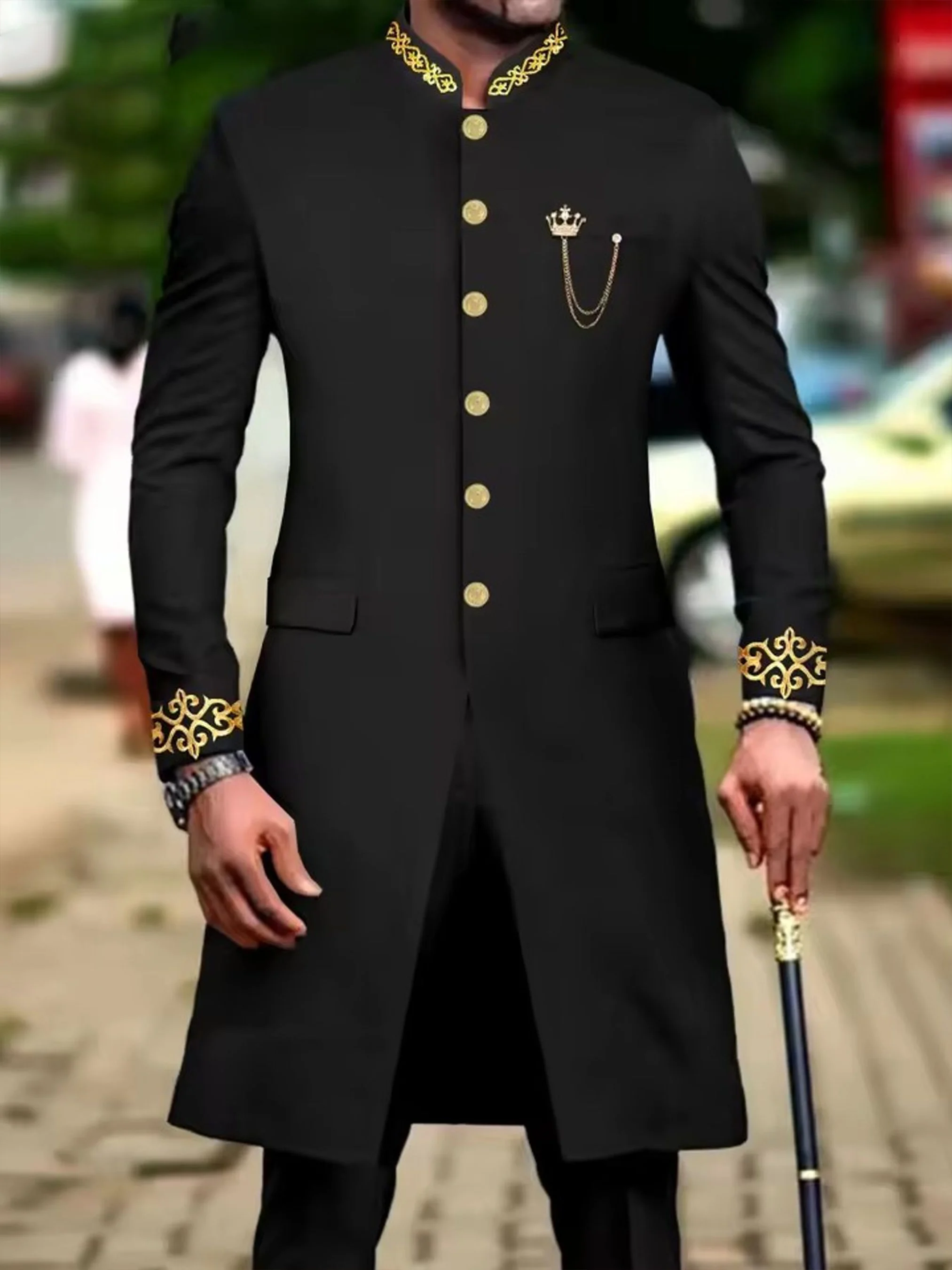 

Men's casual two-piece suit set with long sleeves