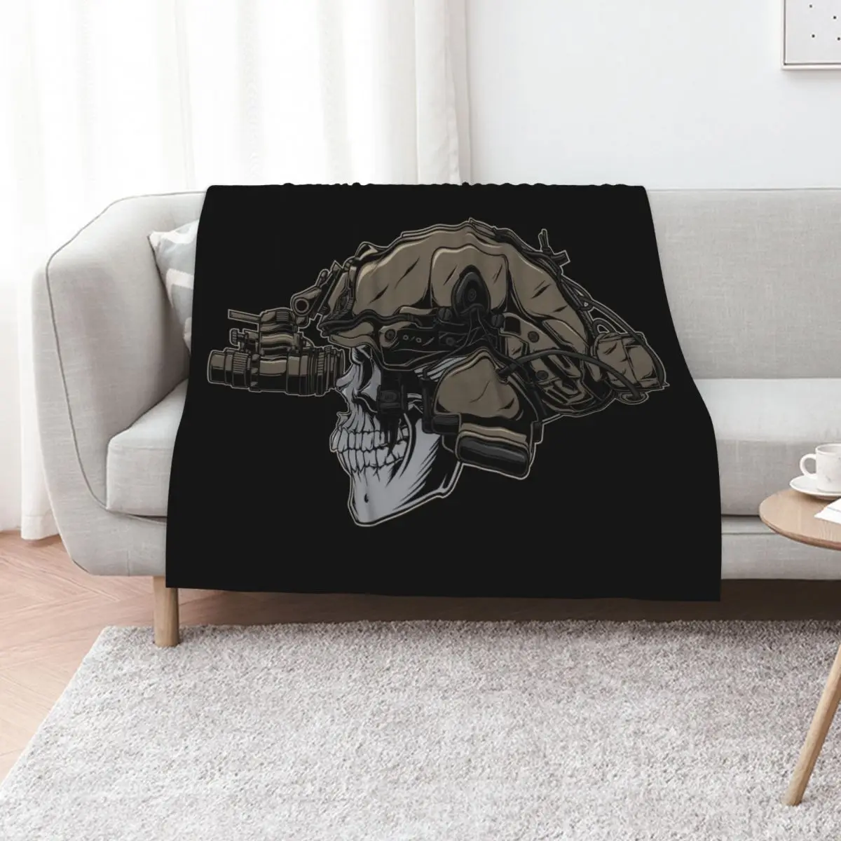 soldier skull Throw Blanket Flannel Shaggy Bed Beach Blankets