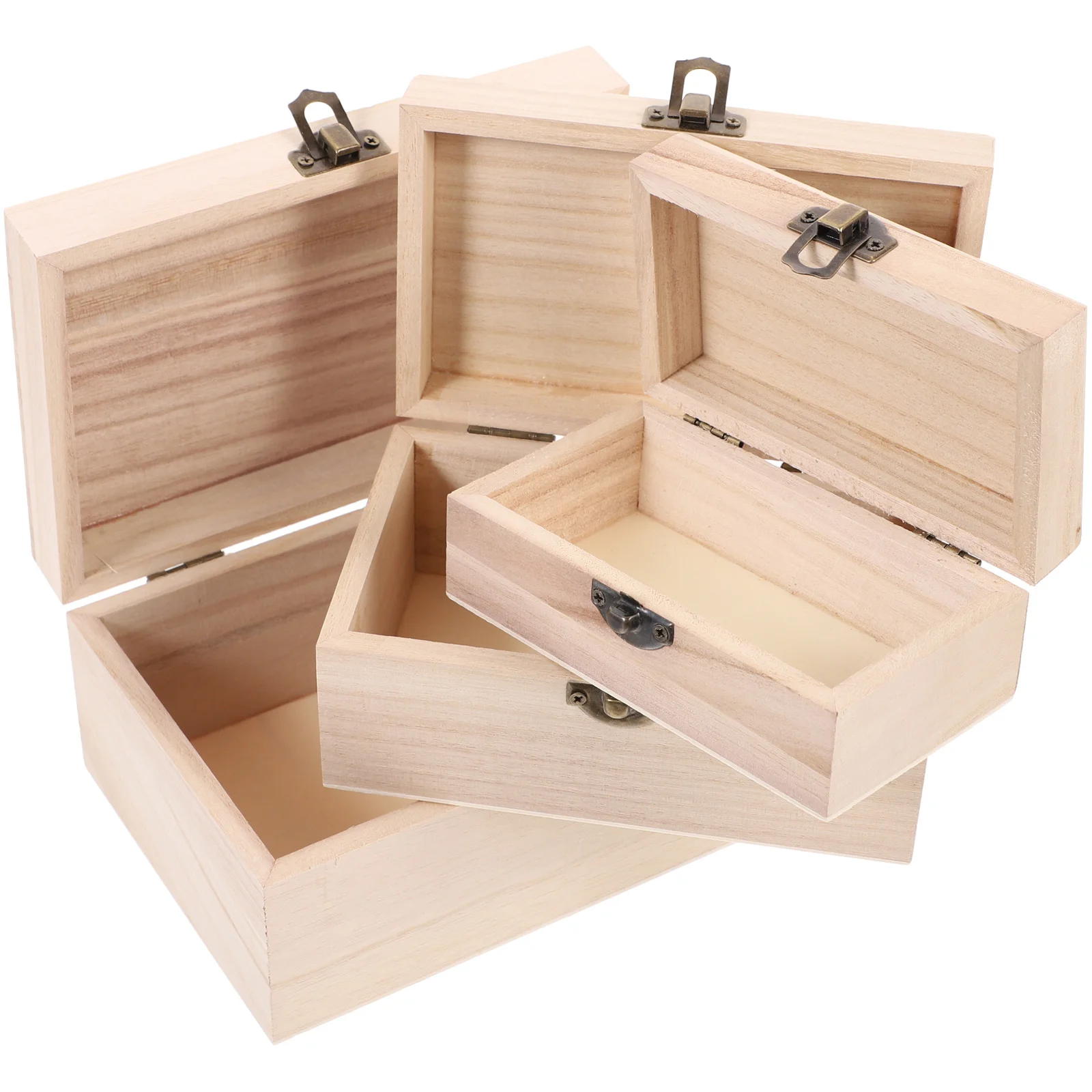 

1 Set/3 Pcs Unfinished Wooden Case Creative Multi-function Box DIY Graffiti Supplies Storage Lock Case for Home Shop Adults Kids