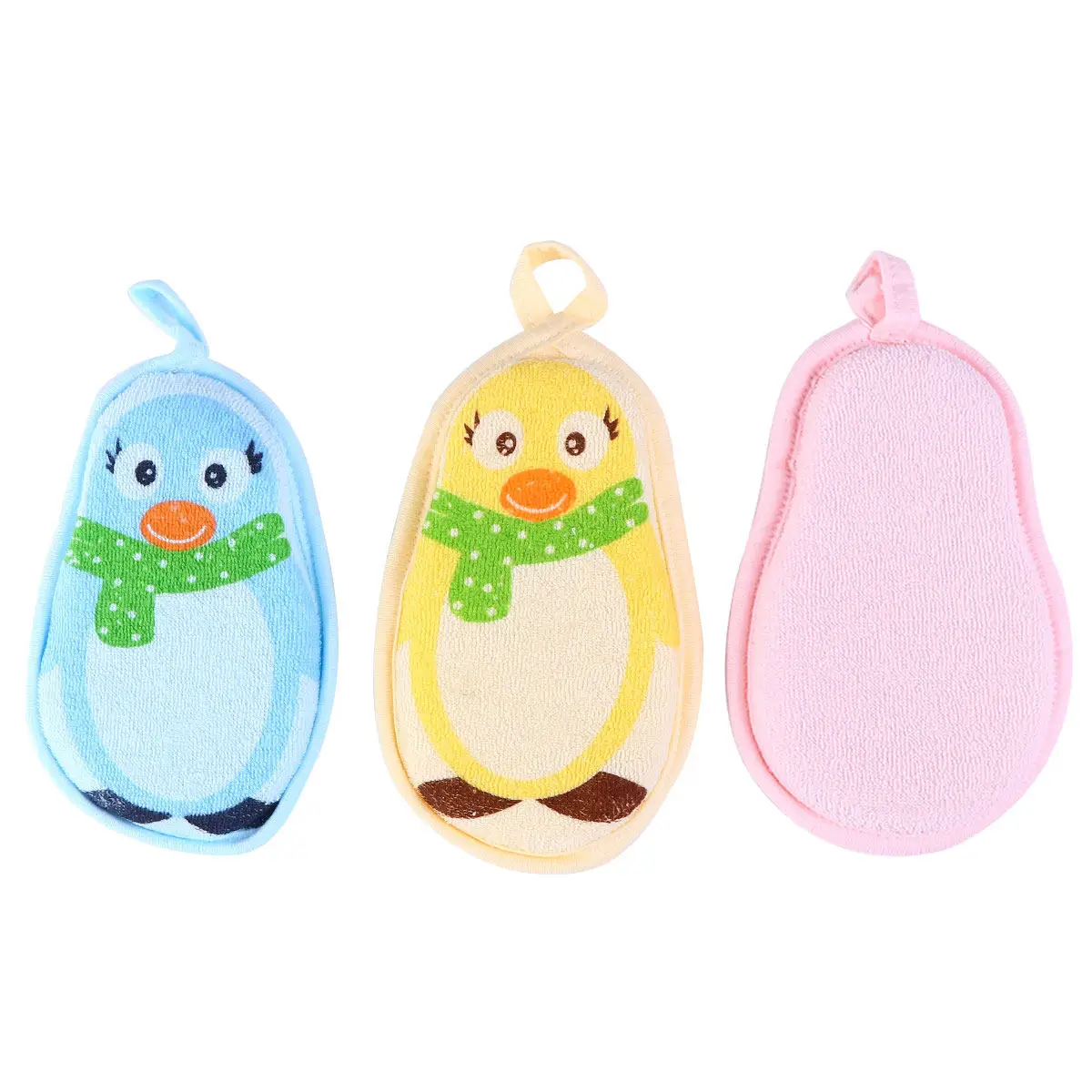 

3Pcs Baby Bath Sponges Cartoon Design Soft Cotton Polyester Gentle for Infant Bathing Shower Bathroom Supplies Baby Bath Sponge