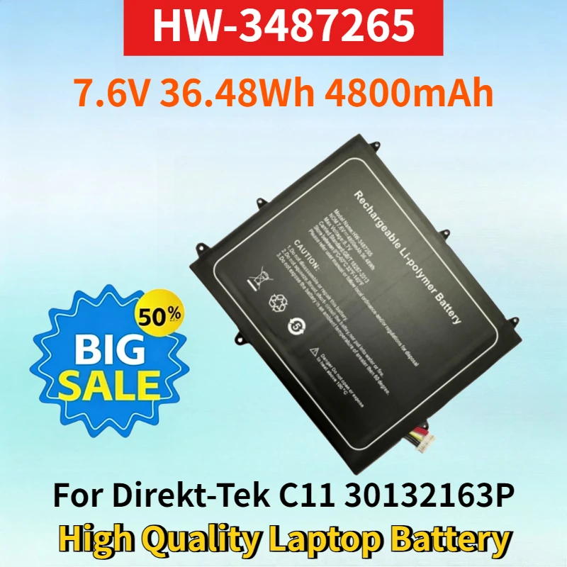 

Newest HW-3487265 7.6V 36.48Wh 4800mAh Rechargeable Battery for Direkt-Tek C11 30132163P TH116A-YD High Quality Laptop Battery