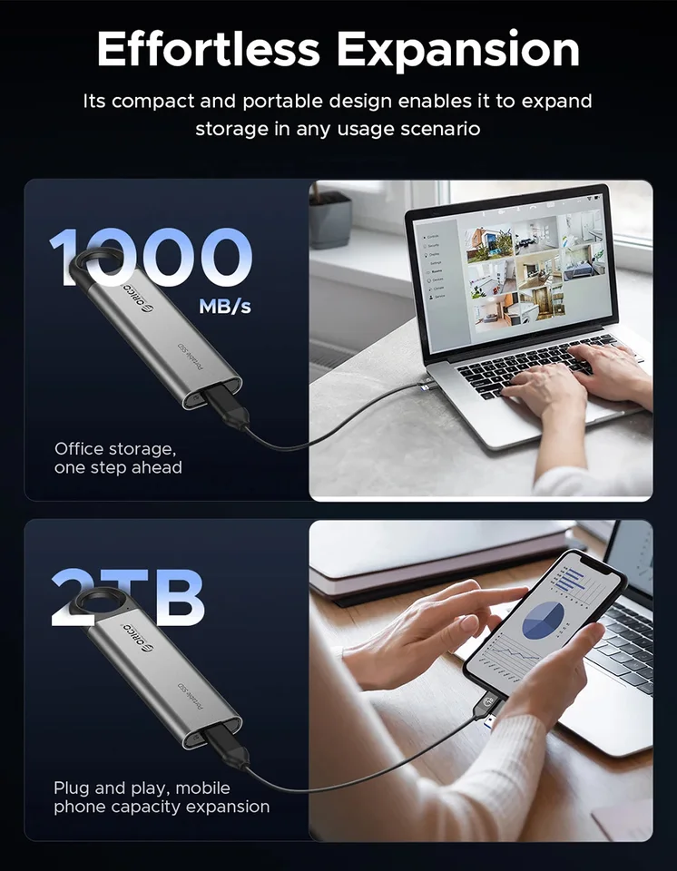 ORICO ポータブルSSD 2TB USB3.2 10Gbps