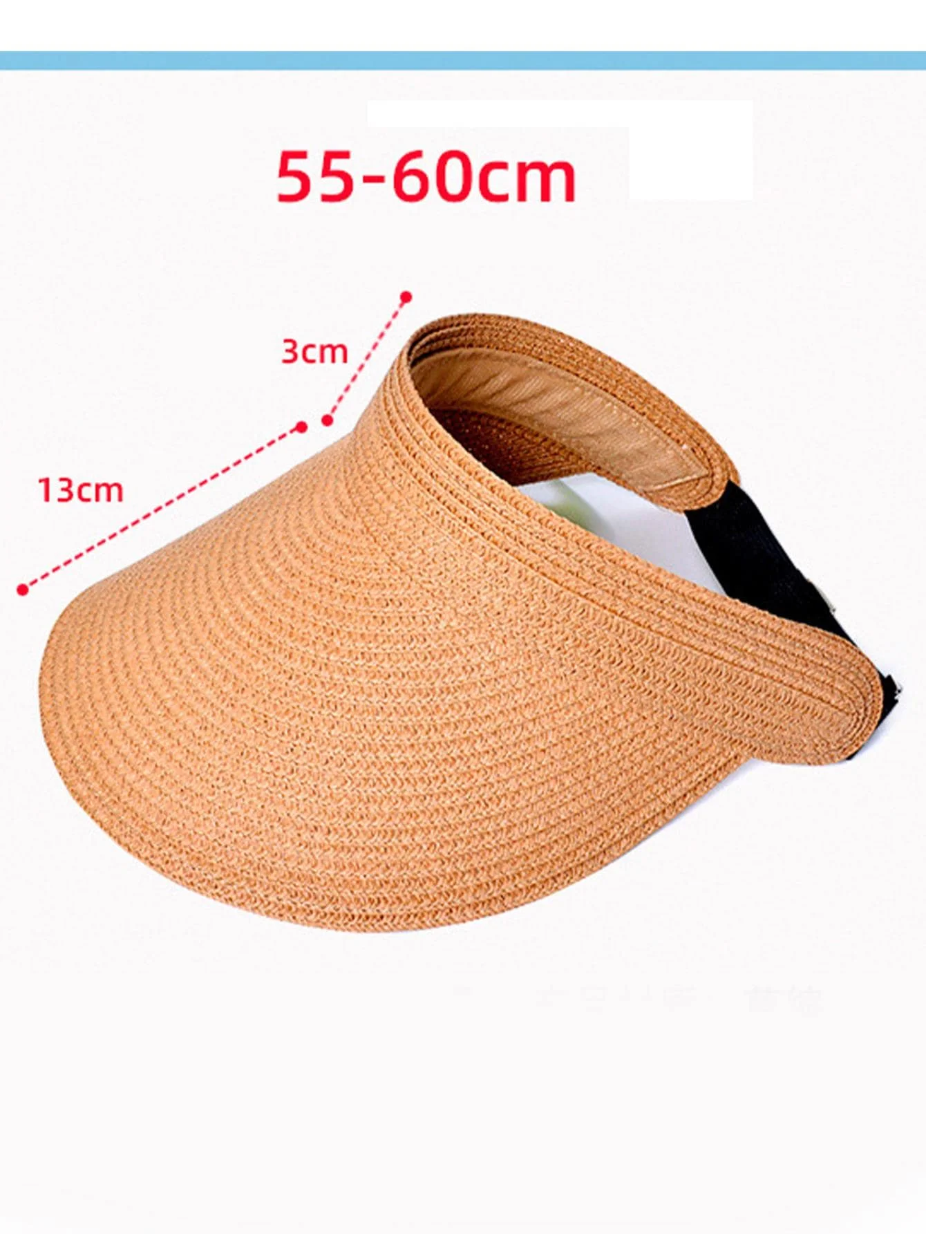 1 sunscreen straw hat, female sunshade, large brim, hairband, adjustable top, widened brim