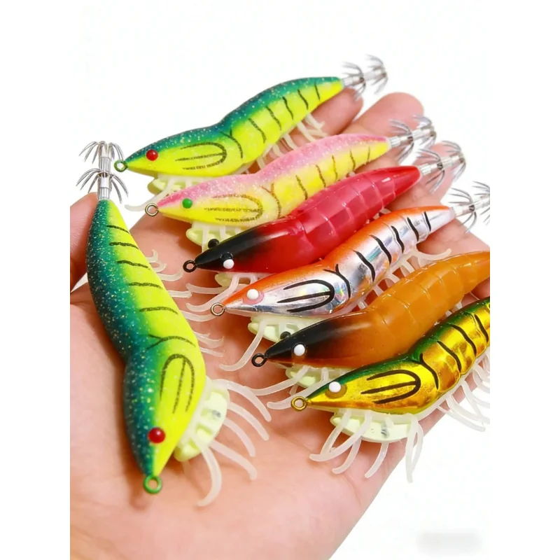 Señuelo de Pesca Luminoso de 11CM22G, Imitación de Camarón, Cebo Artificial, Cebo de Madera, Cebo Biónico, Universal para Agua Dulce y Agua Salada