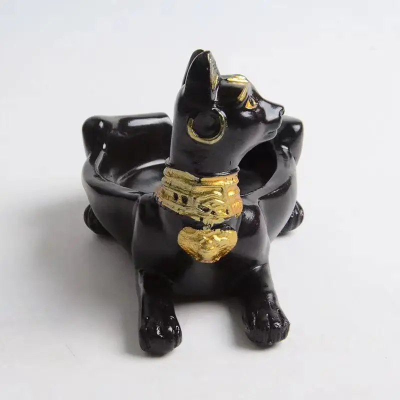 Car ashtray, car accessories, Egyptian cat god shaped resin crafts, office, living room, bedroom, tabletop, home decoration Asht