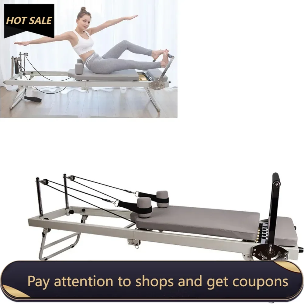 

Foldable Pilates Machine, Adjustable Intensity Pilates Bed,Multifunctional Pilates Reformer,Exercise Yoga Equipment