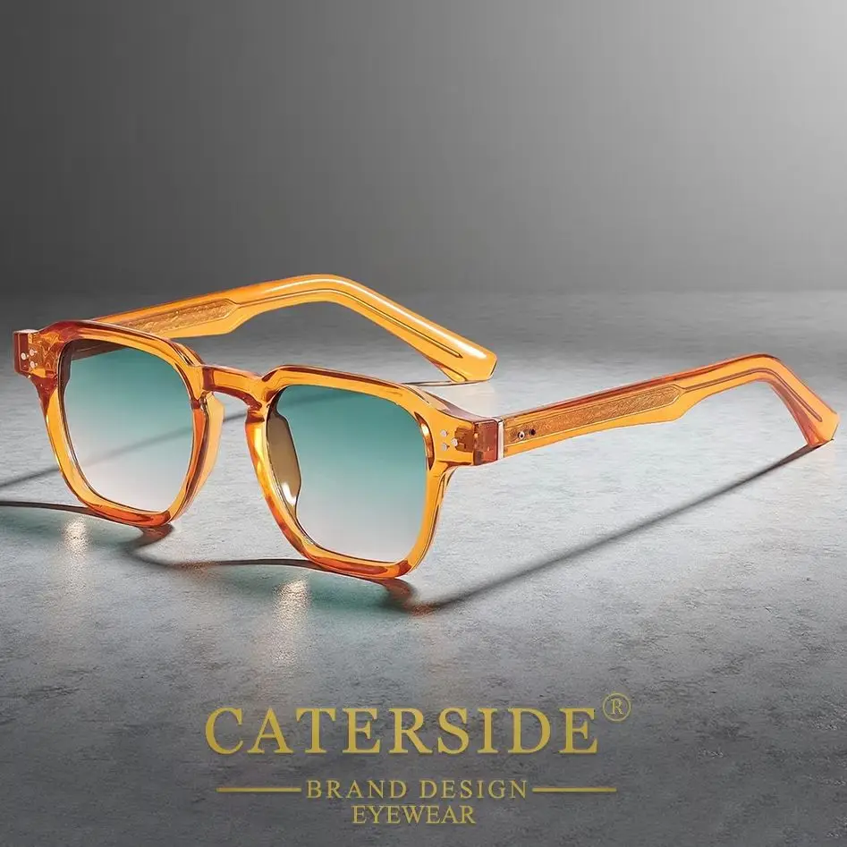 CATERSIDE 스퀘어 패션 선글라스 남성 코어 인서트 템플 럭셔리 브랜드 선글라스 여성 여행 해변 파티 축제 선물