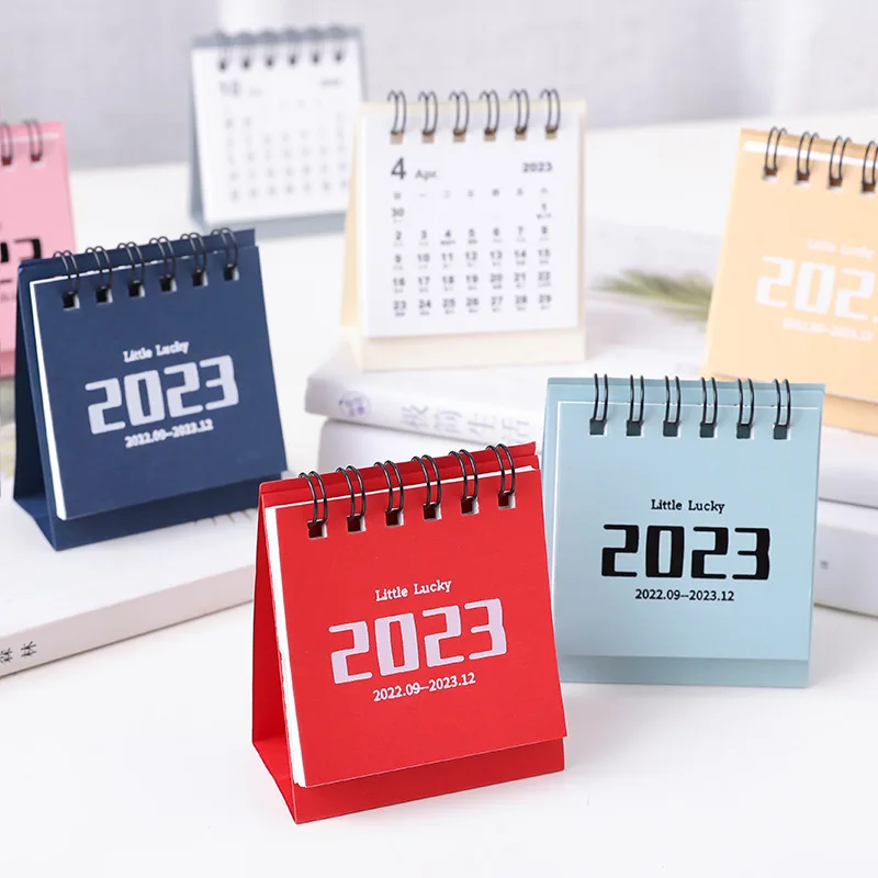 2023 Mini Desk Calendar Desktop Decoration Calendar Learning Notebook Clock-in Notes Creative Stationery Simple Office Supplies