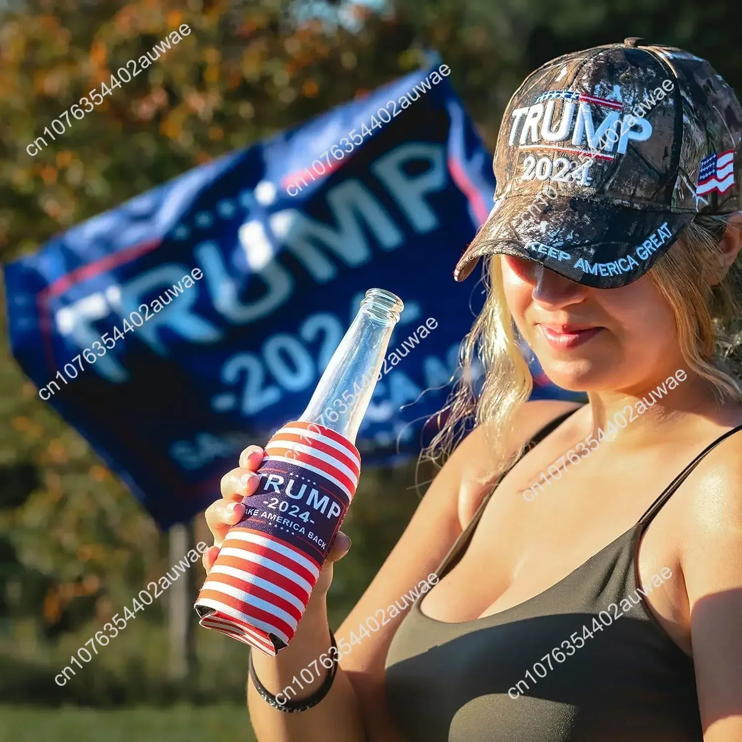 Kit pendukung 2024 Trump Amerika unik | Topi dan Set bendera Trump | Hadiah dan Merch Trump