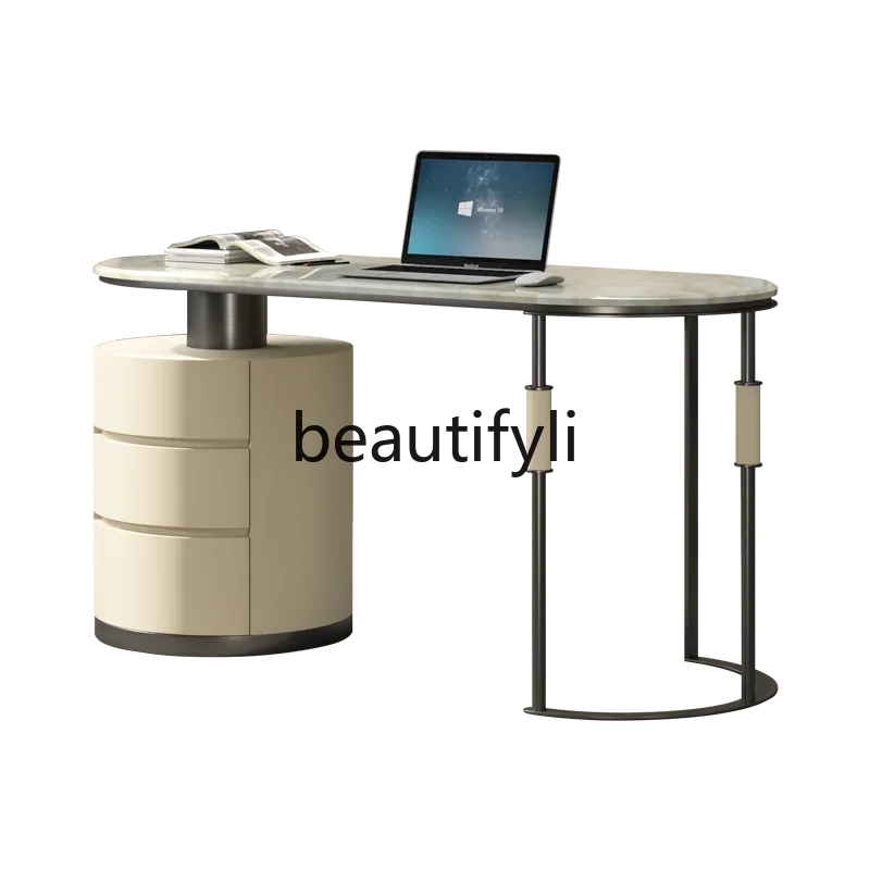 

11Light luxury study desk and chair combination custom marble home fashion high-end book desk writing desk