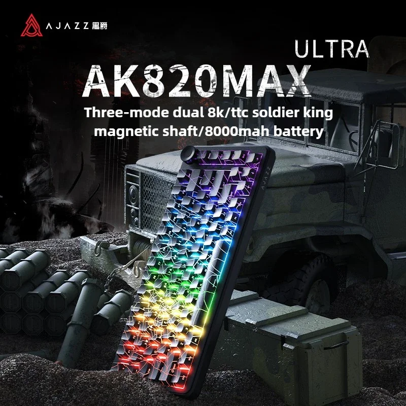 Ajazz Ak820max Ultra Mechanical Keyboard Magnetic Switch Ergonomic RGB Double 8k Return Rate 0.01mm RT E-spots Gamer Keyboard