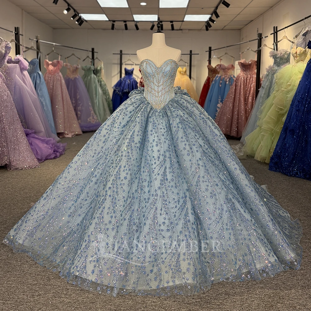 

2026 Бальное платье Quinceanera Платье Блестящее кружево по индивидуальному заказу Бальное платье без бретелек с бисером Sweet 16 Vestidos De 15 Anos