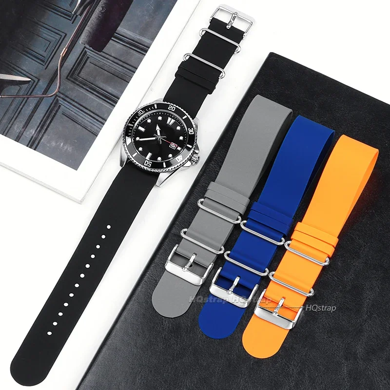 18mm 20mm 22mm Silicone One Piece Watch Straps Universal Soft Waterproof Rubber Watchband for Women Men Black Blue Grey Bracelet