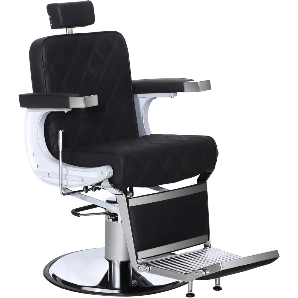 

Duty Metal Vintage Barber Chair All Purpose Hydraulic Recline Salon Beauty Spa Shampoo Equipment (Black with Black Stitches)