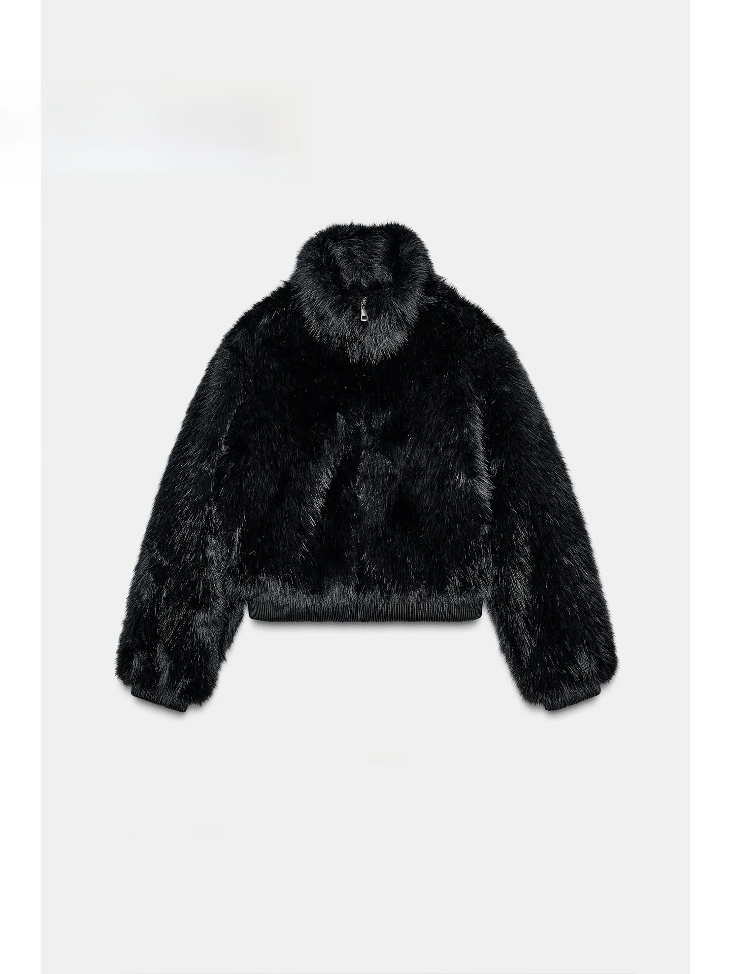 

Winter 2025 Women's ort Stand Collar Faux Fur Effect Pilot Jaet Outerwear Casual Sle Zipper Closure Color