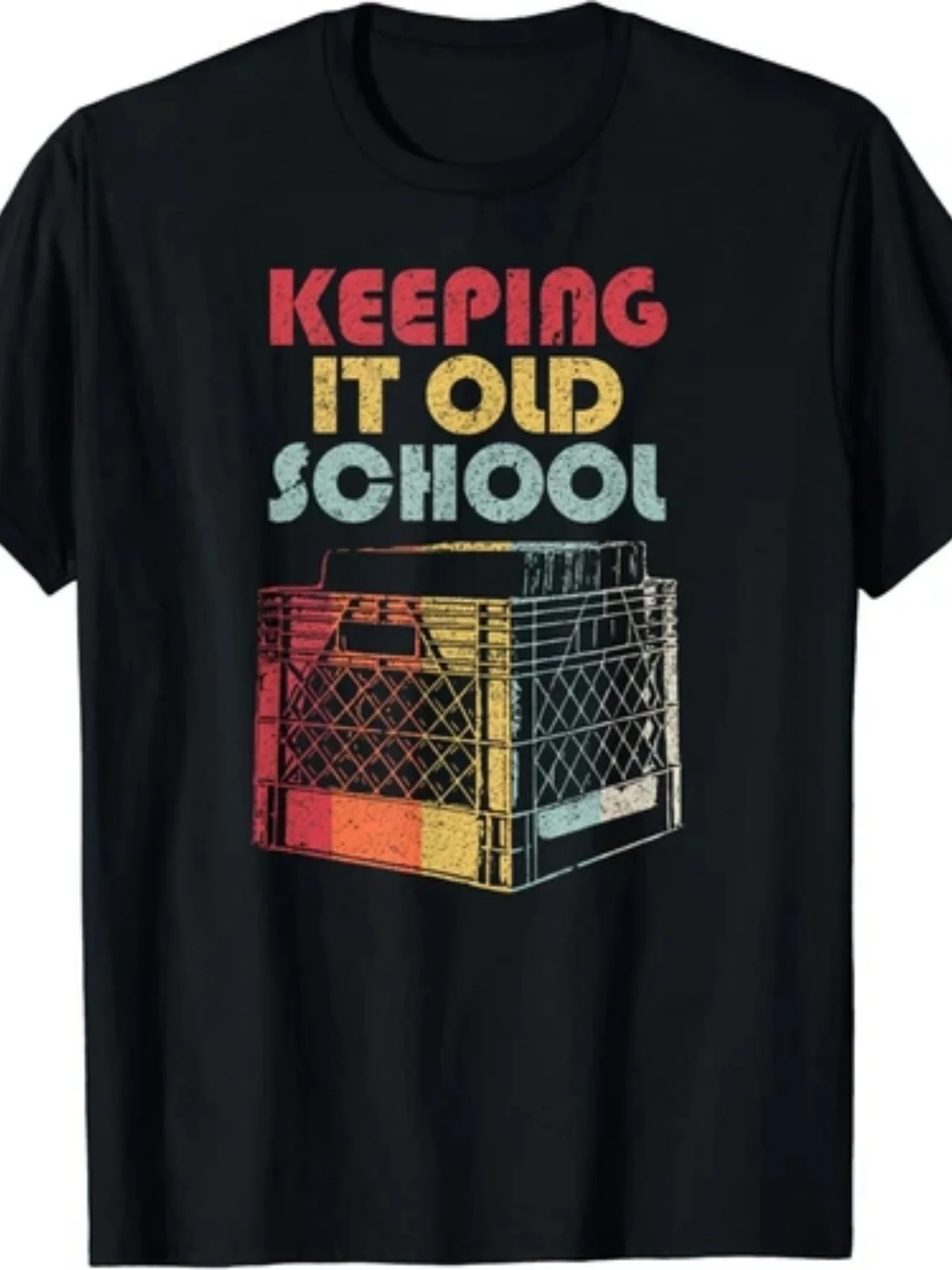 Unisex Vinyl Record Pattern T-Shirt 2025 Summer Short-Sleeved Printed T-Shirt Solid Color