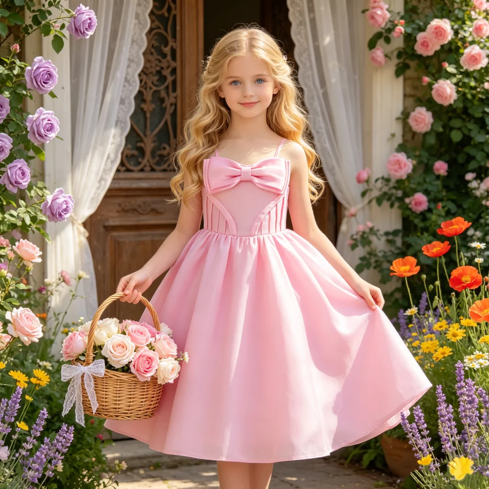 Girls' dress children's clothing pink princess dress children's formal dress