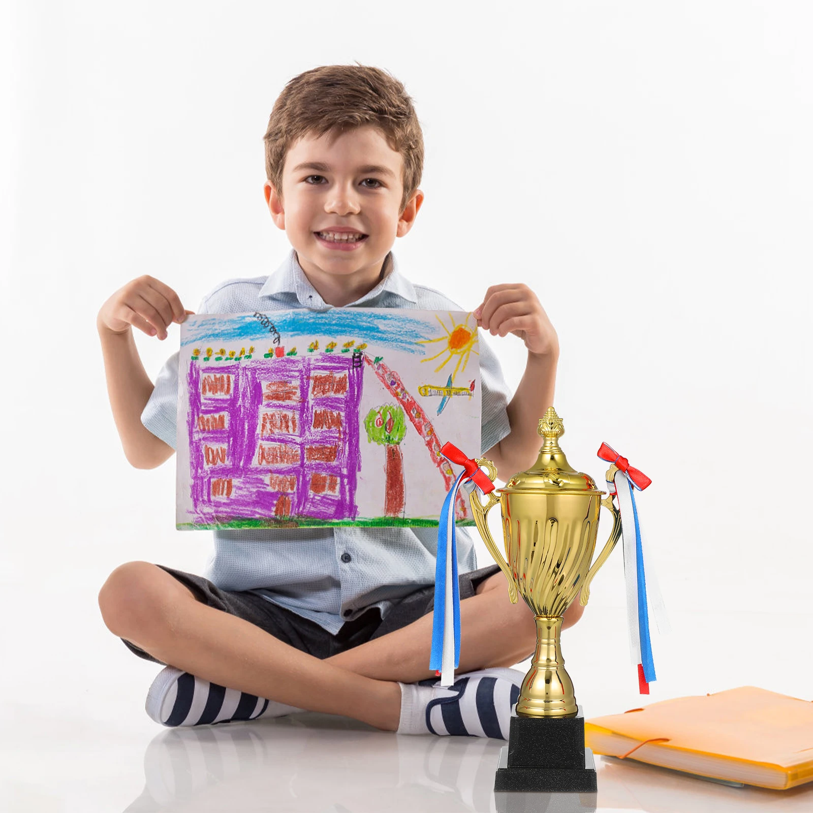 

1pcs Metal Trophy Copper Ornaments Decorative Cup Winners Awards Sturdy Build Gleaming Surface Versatile Display