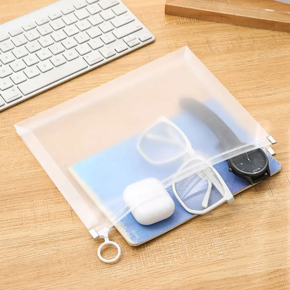 Multifunctional A4/A5/A6 File Bag Transparent Waterproof Stationery Bag Zipper Design Handheld File Folder Students