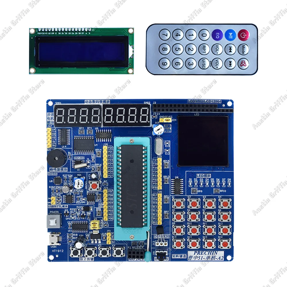 STC89C52 Controller 32/64-bit Operating System Microcontroller Experiment BoardC51 Development Board LCD1602 8051 MCU