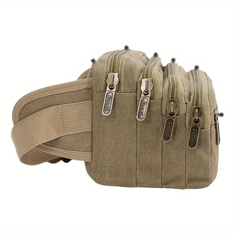 7-Layer Men'S Large Capacity Canvas Waist Bag, Portable Outdoor Sports Large Capacity Waist Pack, Business Cash Pouch - view 6